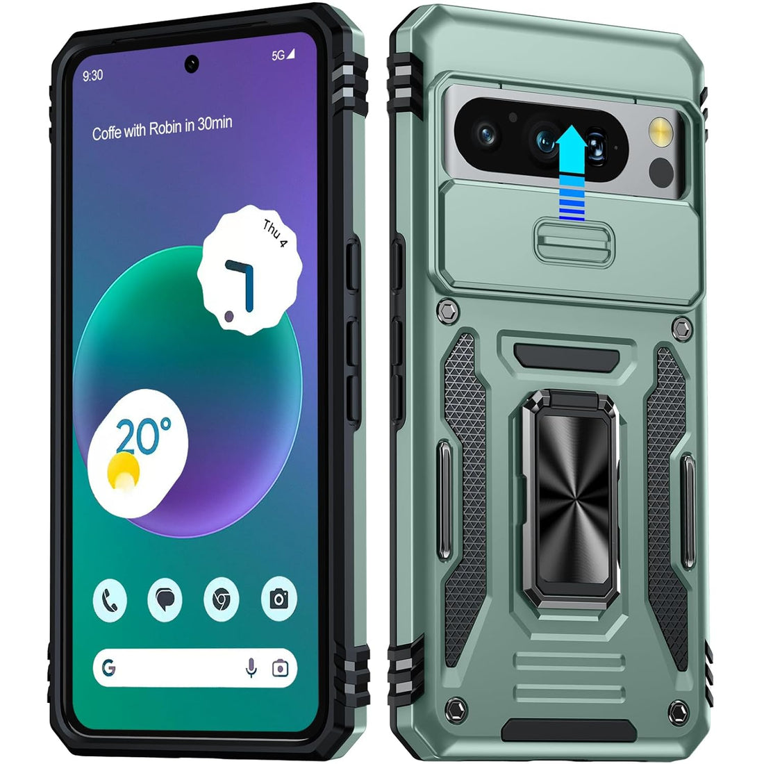 ANTSHARE for Google Pixel 8 Pro Case with Slide Camera Cover,Alpine Green