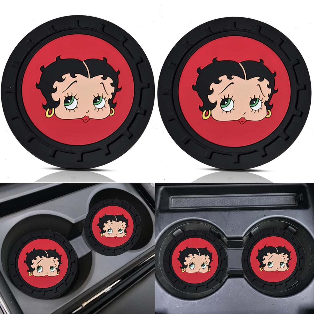 2Pcs 2.75 inch of Cute Betty Car Cup Holder Coasters,Anti Slip Cup Mat Fit for All Vehicles Accessories