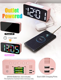 AYRELY Digital Alarm Clock for Bedroom - Dual Loud Alarms, Large Night Light with 7 Colors,Adjustable Volume,Dimmer,Desk Clock with USB Charger, Ok to Wake Up for Kids,Teens