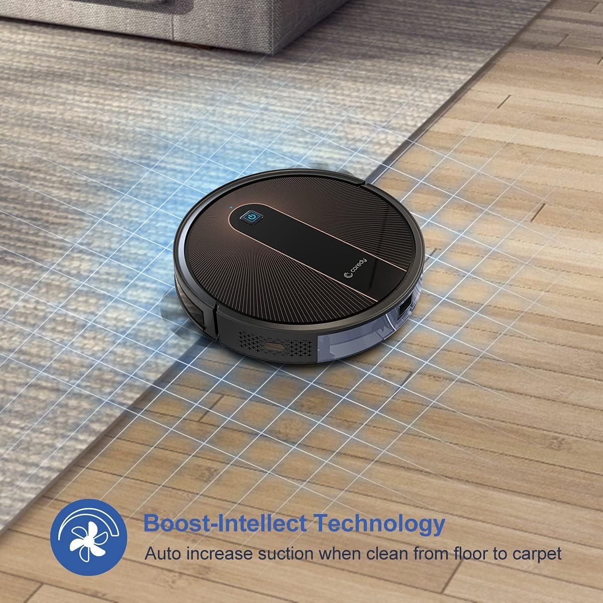 Coredy R700 Robot Vacuum Cleaner, Compatible with Alexa, Boost Intellect, Virtual Boundary Supported, 1600Pa Max Suction, Ultra Slim, All-New Upgraded Robotic Vacuums, Cleans Hard Floor to Carpet