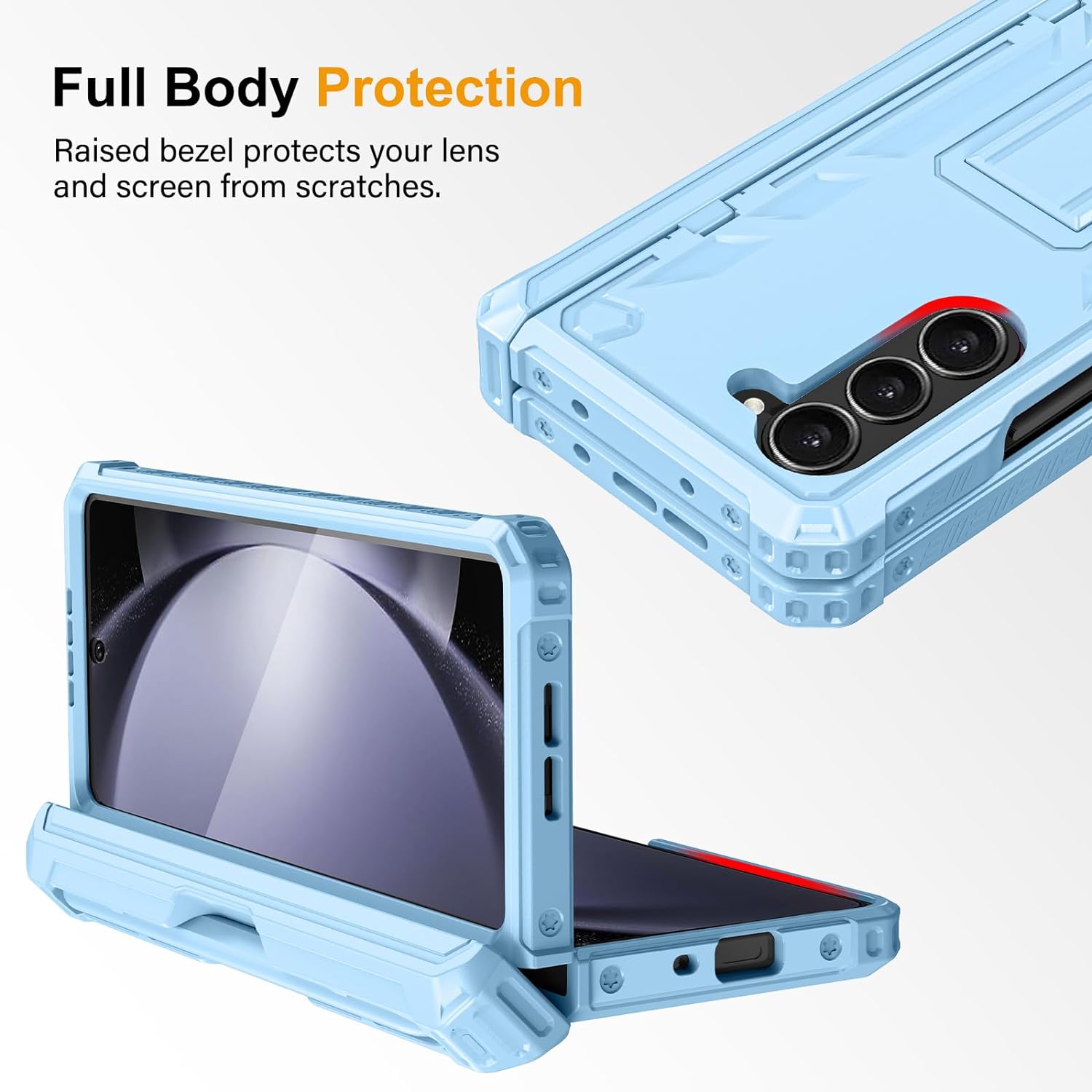 LONTECT for Galaxy Z-Fold 5 5G Case Military Grade Protection Shockproof Heavy Duty Case Built in Screen Protector&S Pen Slot Rugged Drop Protective Cover Case for Samsung Galaxy Z Fold 5,Blue