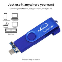 Avomoco 3.1 128GB 3 in 1 High Speed Flash Drive for Android Phones Type C/USB C Devices,Tablets .Photo Stick for Samsung Galaxy,LG,Google Pixel,Hua Wei.(for Micro &USB C Ports,Not for iPhone)