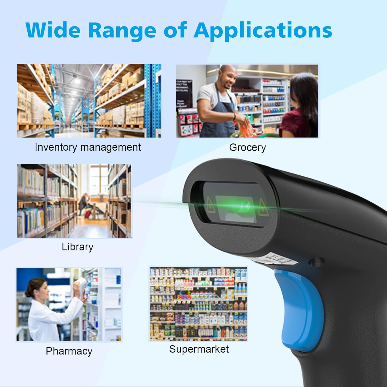 REALINN Handheld 2D Barcode Scanner QR PDF417 Data Matrix 1D Bar Code Scanner Wired Barcode Reader with USB Cable for Mobile Payment, Store, Supermarket