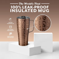 BrüMate Toddy XL - 32oz 100% Leak Proof Insulated Coffee Mug with Handle & Lid - Stainless Steel Coffee Travel Mug - Double Walled Coffee Cup (Gold Leopard)