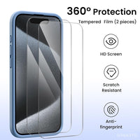 ORNARTO Designed for Case with 2X Screen Protector, [Upgraded Camera Protection] Soft Liquid Silicone Gel Rubber Cover, Full Body Shockproof Phone Case 6.7"-French Blue