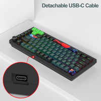 Fogruaden Wired RGB 75% Hot Swappable Gasket Mechanical Keyboard with Red Switch,82 Keys TKL Gaming Keyboard for Win/Mac Laptop PC Gamer (Soundwave)