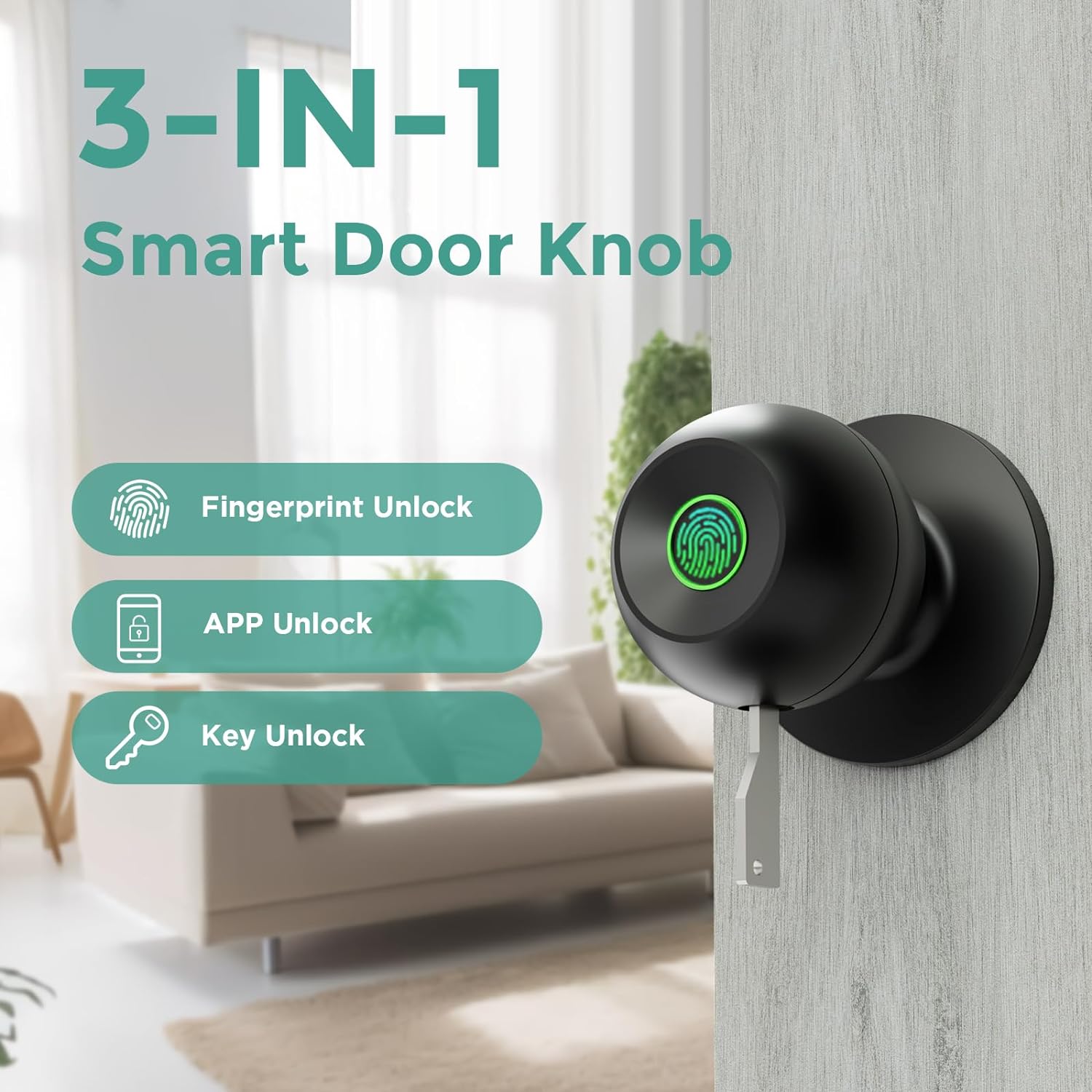 DINSTECH Smart Door Knobs Fingerprint Door Lock