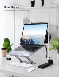 Aoviho Laptop Stand Holder - Adjustable Desk Laptop Riser - Foldable Notebook Computer Stands for MacBook Air Pro HP Lenovo Dell Samsung Chromebook, Up to 17 inch (Grey)