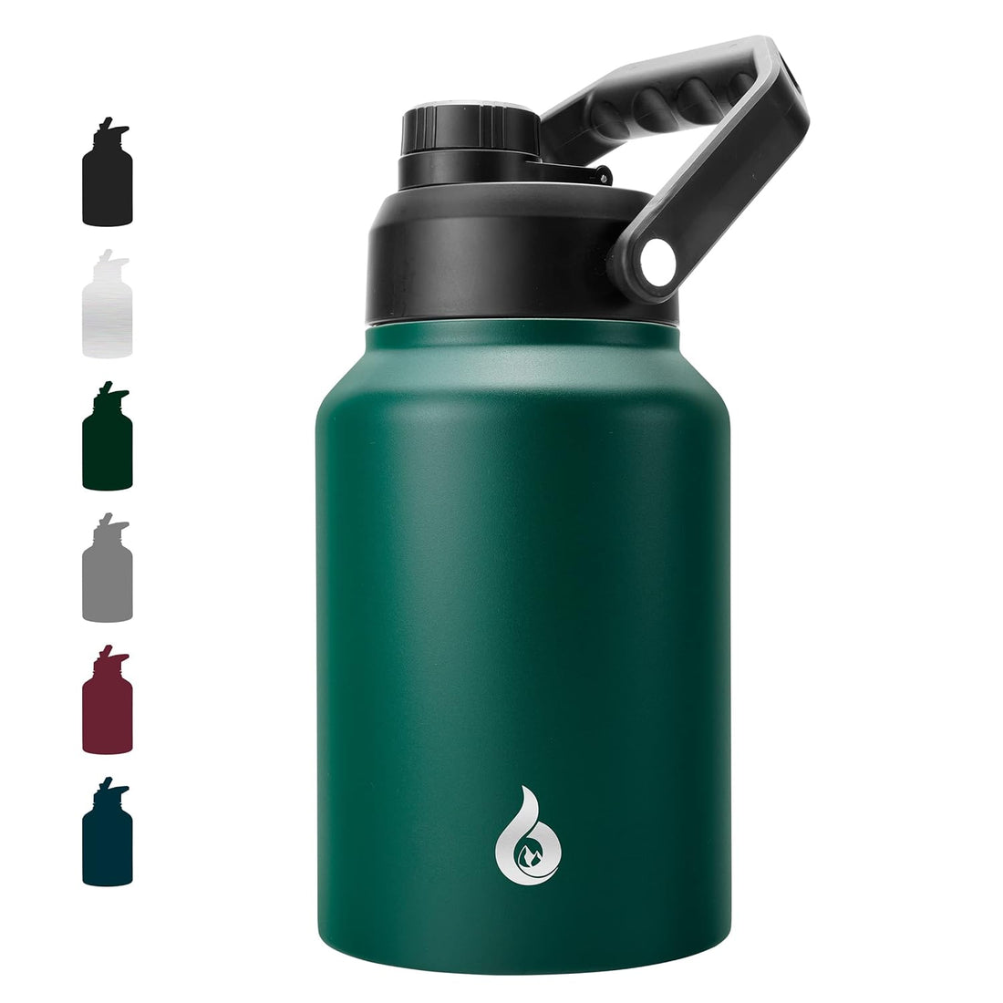 BJPKPK 64oz Insulated Water Bottle, Half Gallon Water Bottle with Large Handle, BPA Free Leak Proof Flask for Sports, Big Stainless Steel Water Bottle with Anti-slip Bottom, Army Green