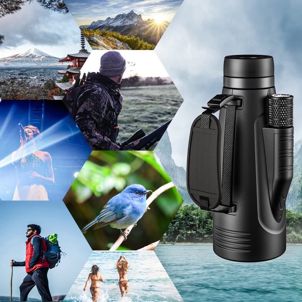 QWITT 12x55 high-Power monocular with BK4 Prism and FMC Lens with Smartphone Adapter is Lightweight and Portable for Bird Watching, Outdoor Activities, Hiking, Camping, Sporting Events, and Hunting