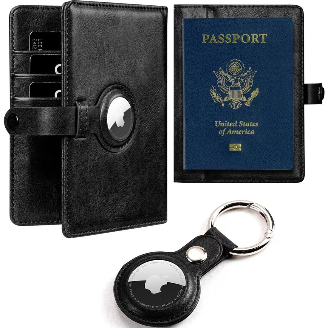 AirTag Passport Holder Holder Combo, Black, Business
