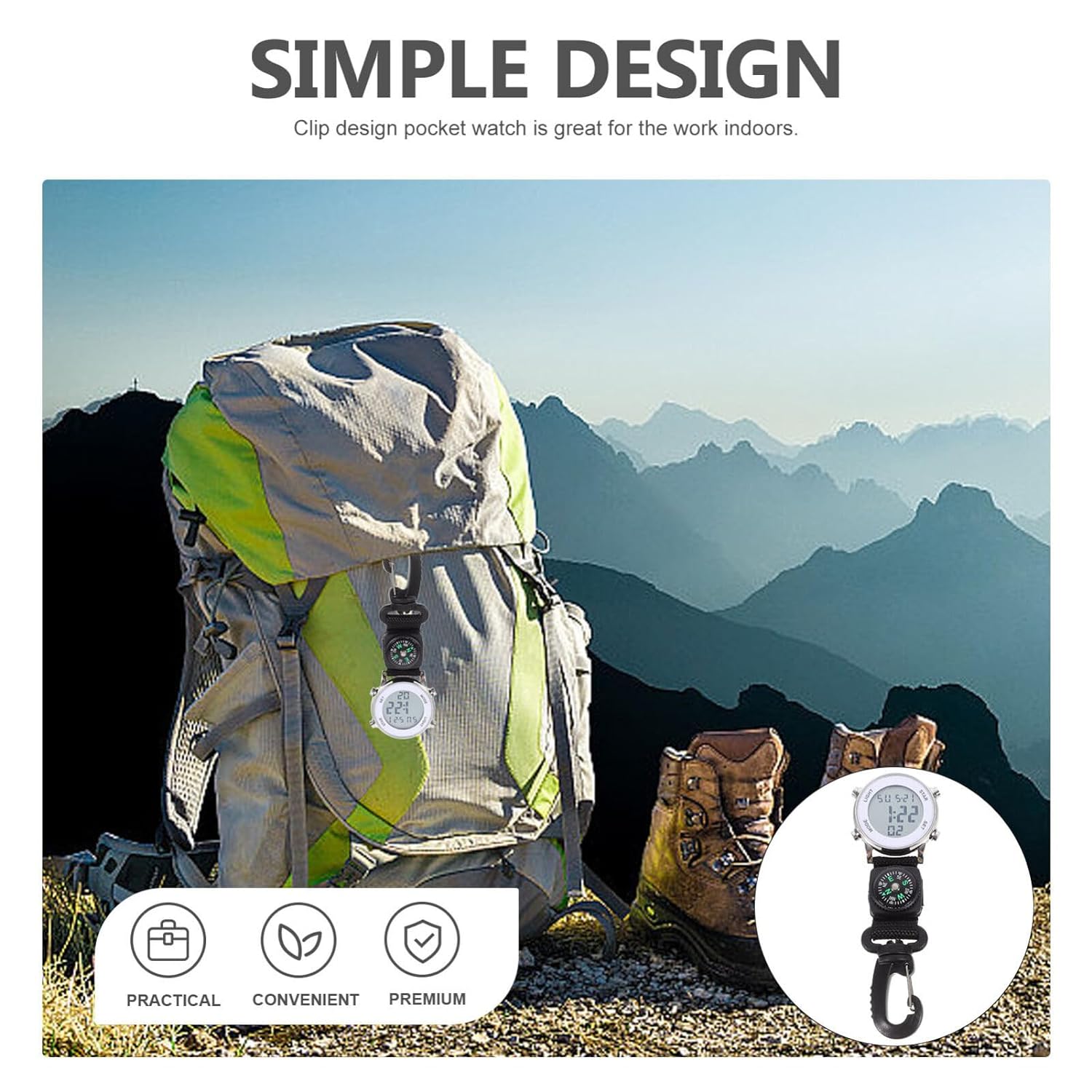 Hemobllo Multi-Function Wall Watch Hiking Compass Nylon Watch Bands for Men Backpack Keychain Men s Pocket