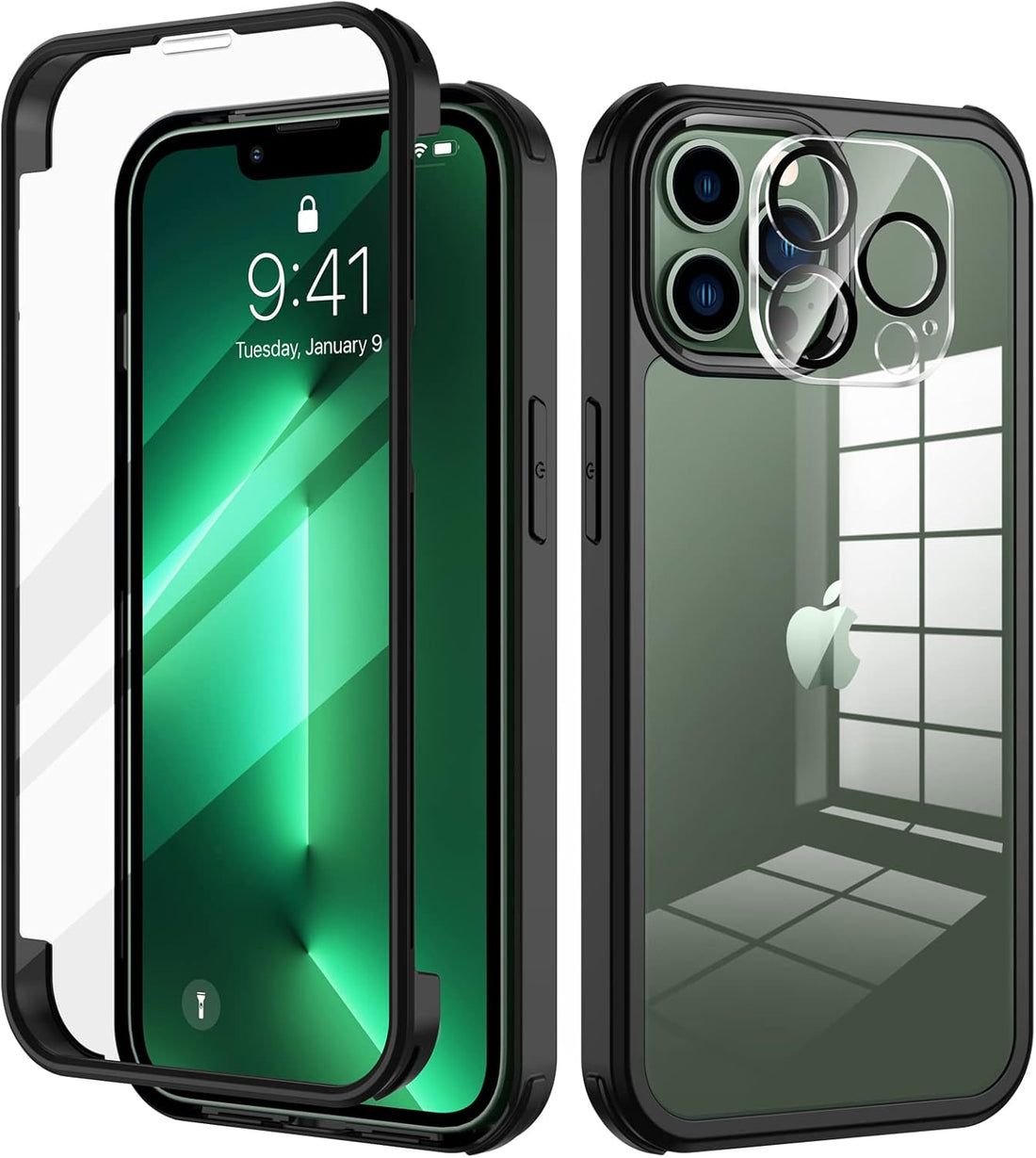 seacosmo for iPhone 13 Pro Case, with Built-in Tempered Glass Screen Protector & Camera Lens Protector, Anti-Scratch/Full Protection/Wireless Charging, Ultra Slim Phone case iPhone 13 pro 6.1 Inch