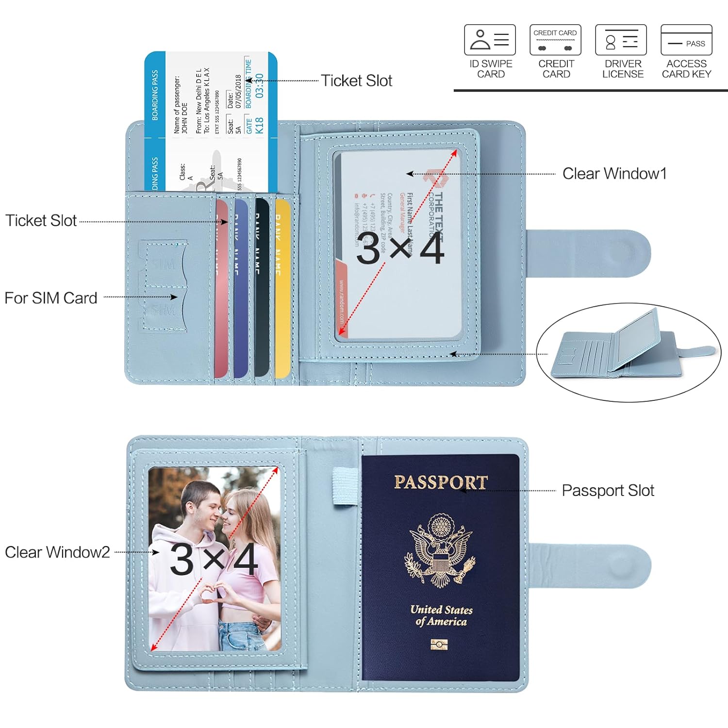 Passport Holder Passport Wallets, Blue, Fashion Classics
