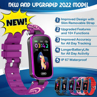 Inspiratek Kids Fitness Tracker for Age 5-16，2022 Upgraded Tracker Kids Watch，Waterproof Watch for Kids with Pedometer，Sleep Monitor & Calorie Counter，Fitness Watch for Kids Girls Boys Teen (Purple)