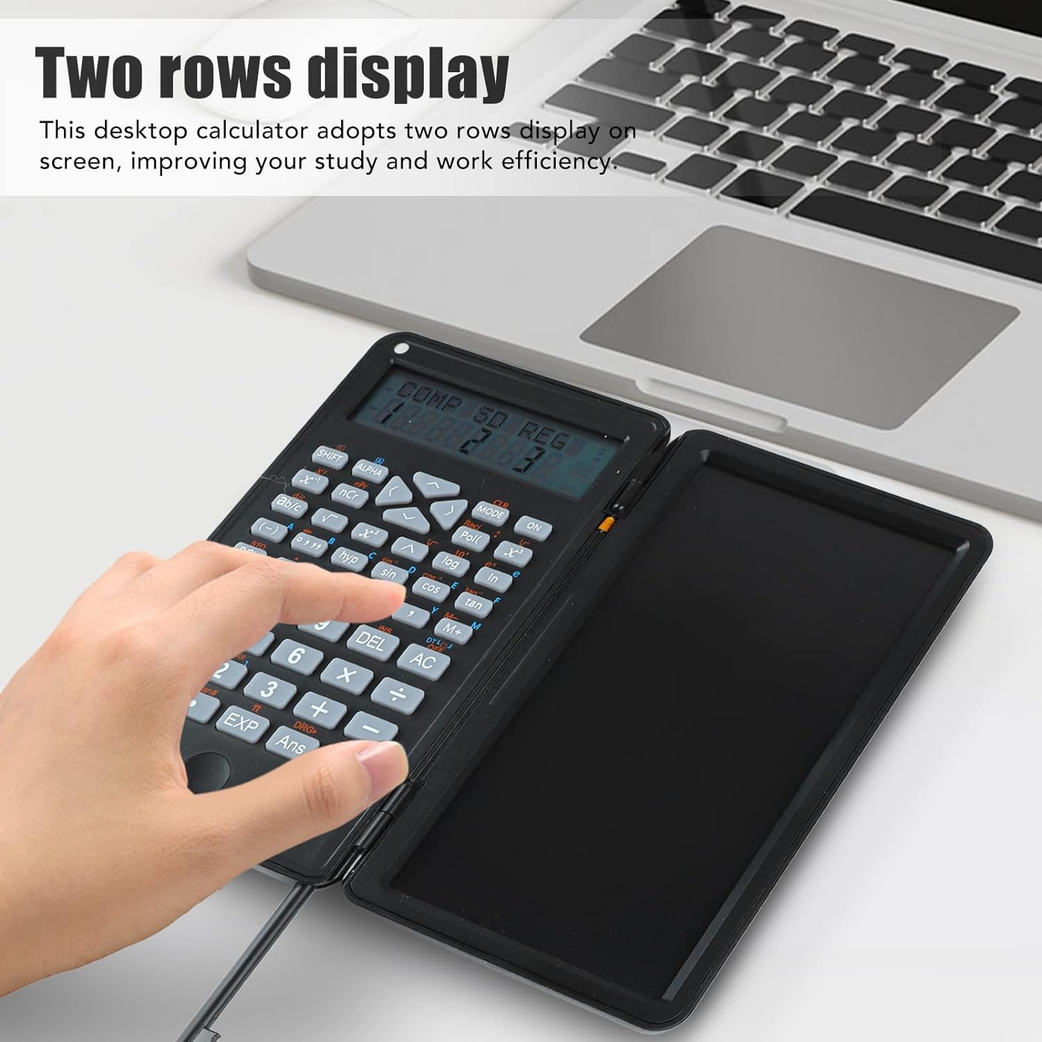 Scientific Calculators for Students, 240 Calculation Functions with Erasable LCD Writing Tablet,Two Row LCD Display, Small with Notepad for Office, Middle, High School, College, Mini Pocket Size
