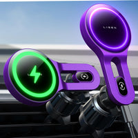 LISEN for 15W MagSafe Car Mount Charger [No More Heating] iPhone Wireless Car Charger Magnetic Phone Holder Mount, Car Phone Holder for Vent Fit iPhone 15 Pro Plus Max 14 13 12 MagSafe Case, Purple