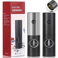 Electric Pepper and Salt Grinder Set,Pepper Mill Grinder Battery Powered with LED Light,5 Levels Adjustable Coarseness,One Hand Automatic Operation Salt Mill for BBQ Resturant Kitchen,2 Pack
