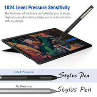 Pressure Sensitive Pen for Microsoft Surface Pro 7, 3 4 5 6 X Go 1 2 Book 1 2 Laptop 1 2 3 Studio 1 2, Aluminum Alloy Stylus Anodic Oxidation & Blasting Material, Palm Rejection (Platinum)