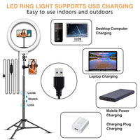 Selfie Ring Light, LED Light Ring with Stand, Circle Light for Makeup/Live Stream, Desktop Camera LED Ringlight with Tripod and Phone Holder Ring Lights for Photography/YouTube/Video Recording/Vlogs