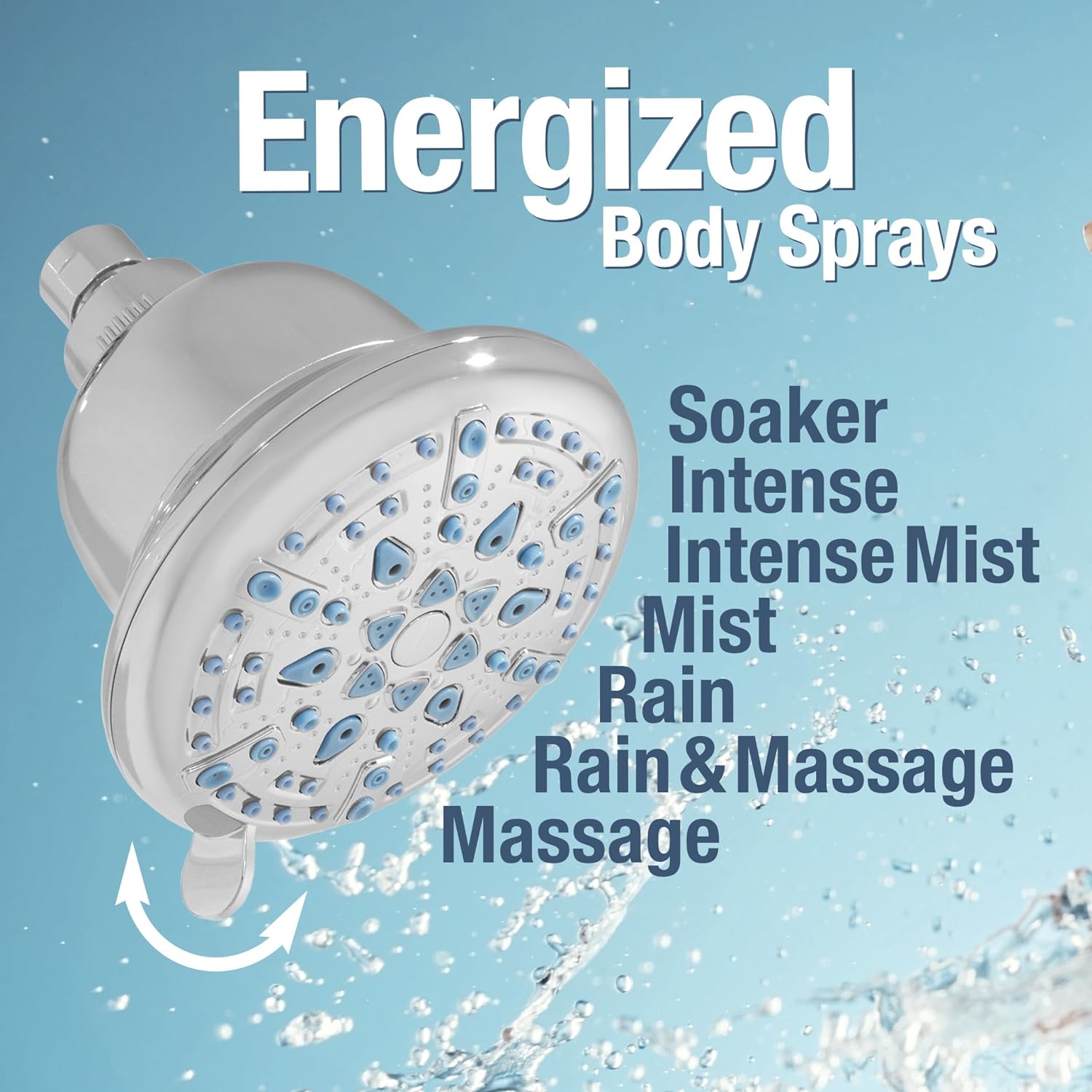 Flux Fresh Fixed Filtered Shower Head with 7 Spray Settings and 10-stage Replaceable Purifying and Softening Filter