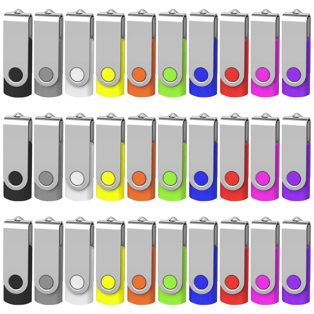 AreTop 16GB Flash Drives 50 Pack, USB 2.0 Swivel Thumb Drives Bulk Pendrive USB Memory Stick Jump Drive USB Drives 16GB 50 Pack Flash Drives Bulk (50 Pack 16GB,Mix Color)