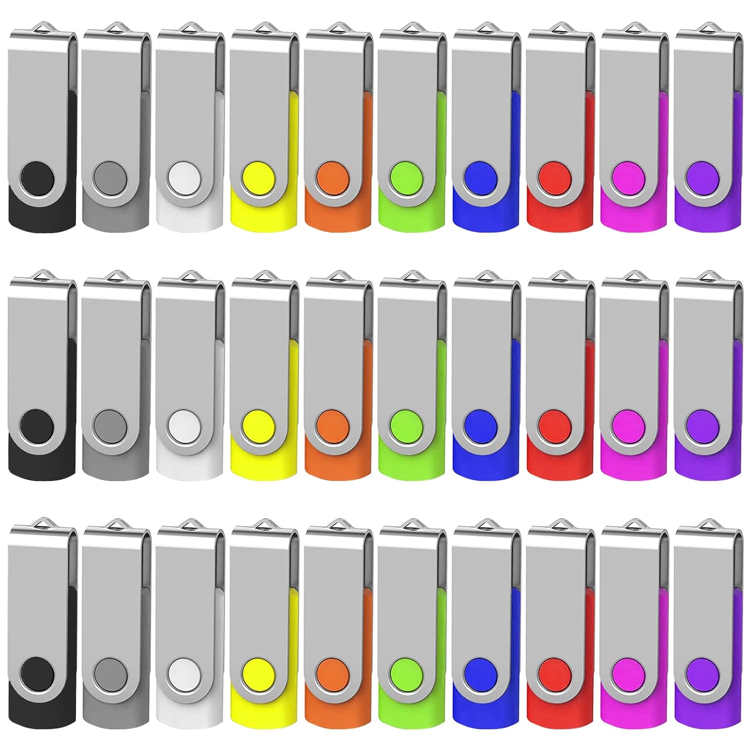 AreTop 16GB Flash Drives 50 Pack, USB 2.0 Swivel Thumb Drives Bulk Pendrive USB Memory Stick Jump Drive USB Drives 16GB 50 Pack Flash Drives Bulk (50 Pack 16GB,Mix Color)