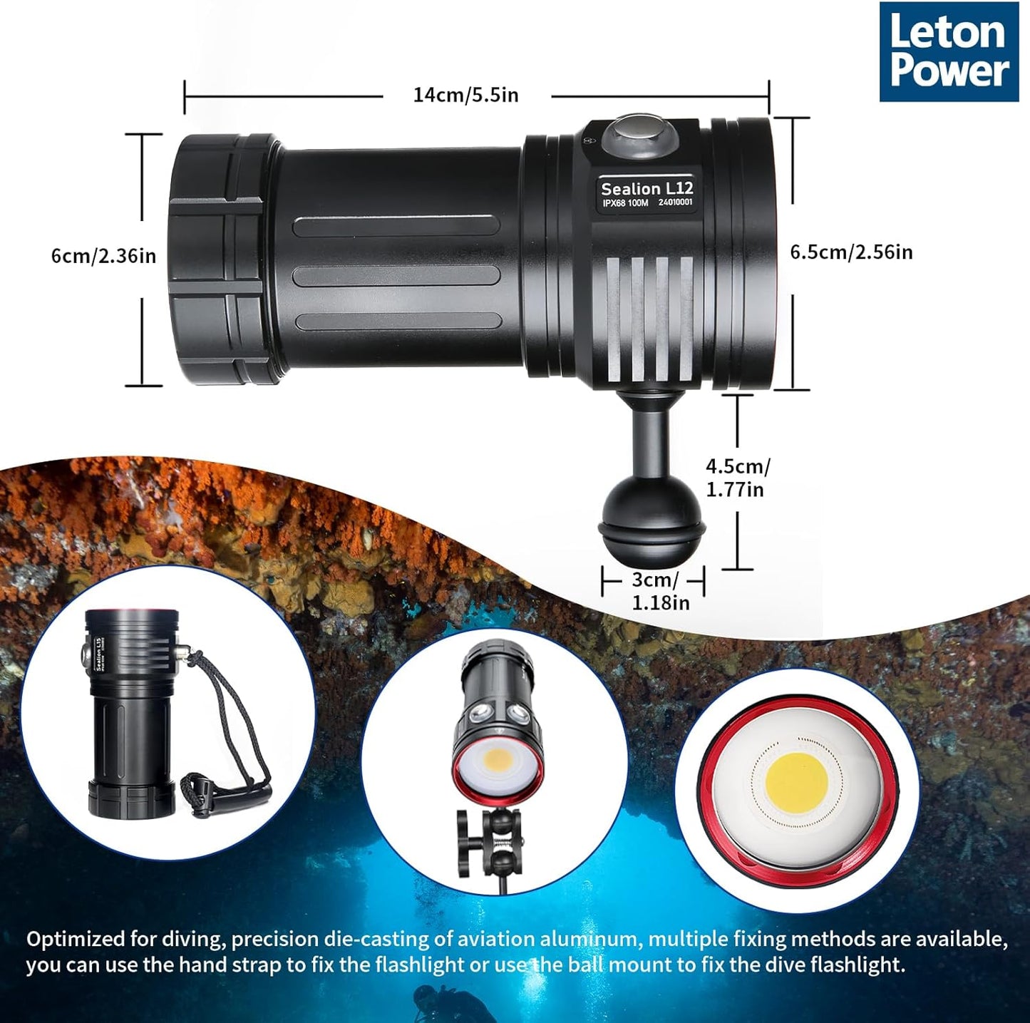 Diving Flashlight: L12 8000Lumens Dive Light – Packaging