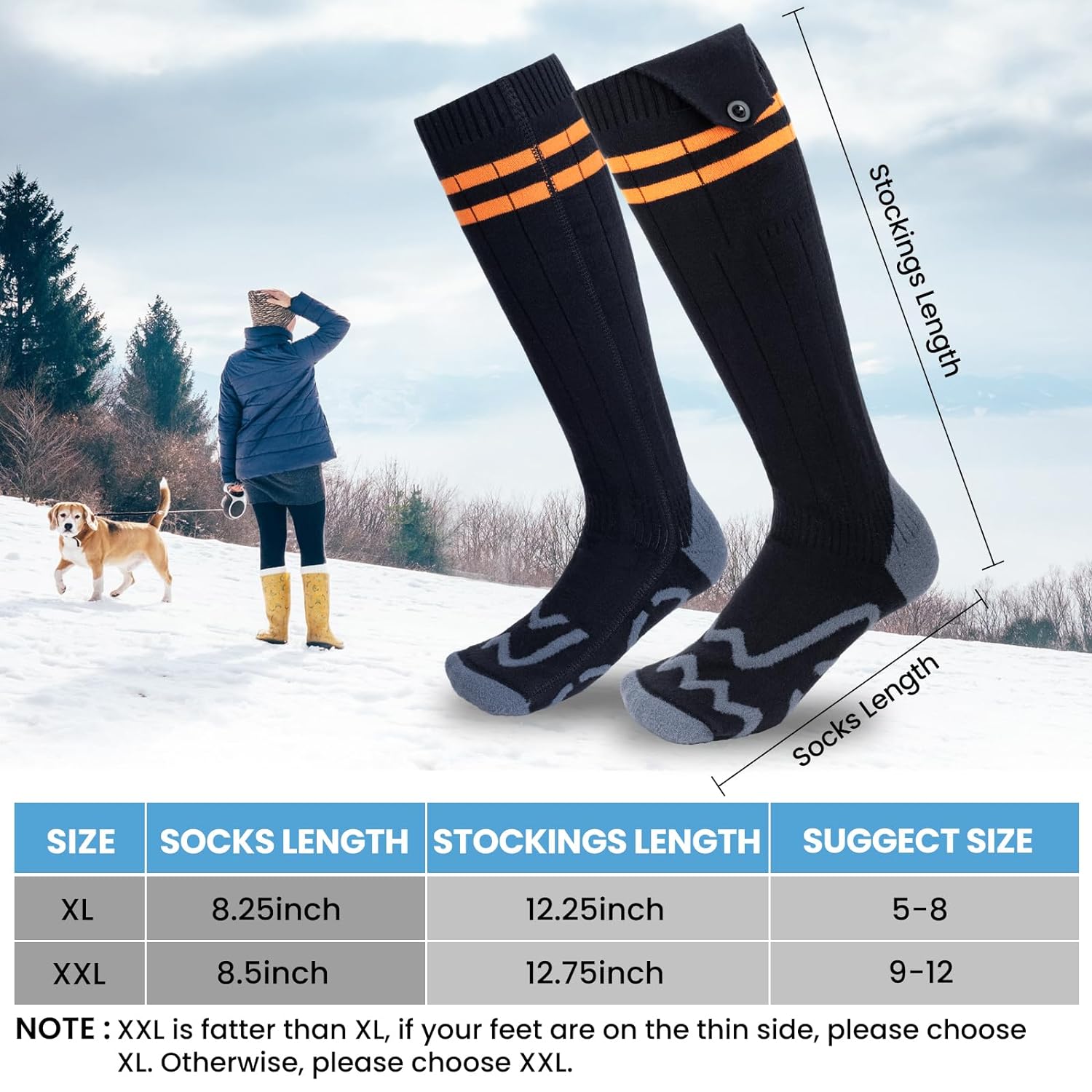 Bitlyle Heated Socks for Men Women, 5000mAh Rechargeable Heated Socks, APP Control Electric Socks for Hunting, Home, Riding, Hiking, Outdoor Work