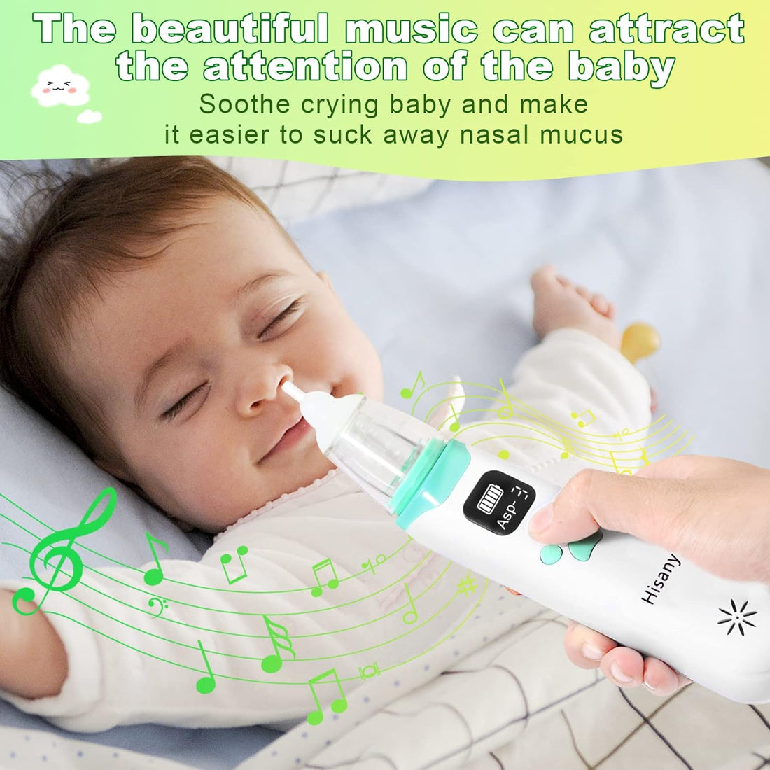 Electric Nose Suction for Baby 3rd Gear Adjustable,Nasal Aspirator for Baby with Music Soothing Function Caring for Baby Health USB Rechargeable Automatic Nose Cleaner with 3 Silicone Tips