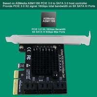 LTERIVER PCI Express X4 to 6-Ports Serial ATA/SATA 3.0 Host Controller Card- Plug and Play on Windows OS, MAC OS and Linux Systems-6X 6Gbps Max SATA 3.0 None Raid Ports-Support AHCI Boot Up (PCE-G2S6)