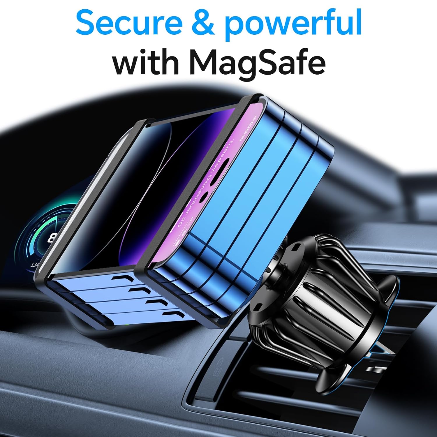 for iPhone Magsafe car Mount【20 Super Magnets】Magnetic Phone Holder for Car Dashboard【360° Rotation】Hands Free Car Phone Holder Mount Dash Fit iPhone 15 14 13 12 Pro Max Plus MagSafe Car Accessories