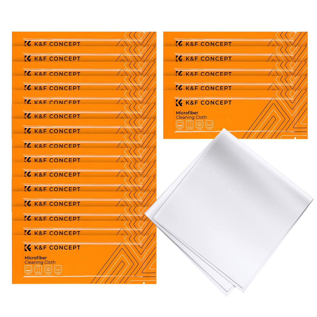 K&F Concept Import Microfiber Cleaning Cloths, 20-Pack Vacuum Wrapped for Camera Lens/Eyeglasses/iPhones/Computers/iPad/LED Screens/Electronics/Precision Instrument