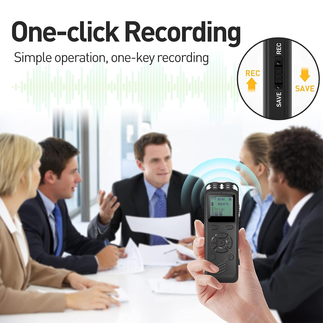 16GB Digital Voice Recorder Voice Activated Recorder for Lectures Meetings Audio Recorder with Noise Reduction Recording Device External Microphone and Line in Recording A-B Repeat MP3 Speaker
