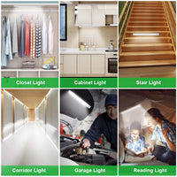 goodland 160 LED Closet Lights Motion Sensor Under Cabinet Lights Indoor Wireless Lighting 3600mAh Battery Powered Light Bar Dimmable Rechargeable closet light for Kitchen, Wardrobe, Stairs(2 Pack)