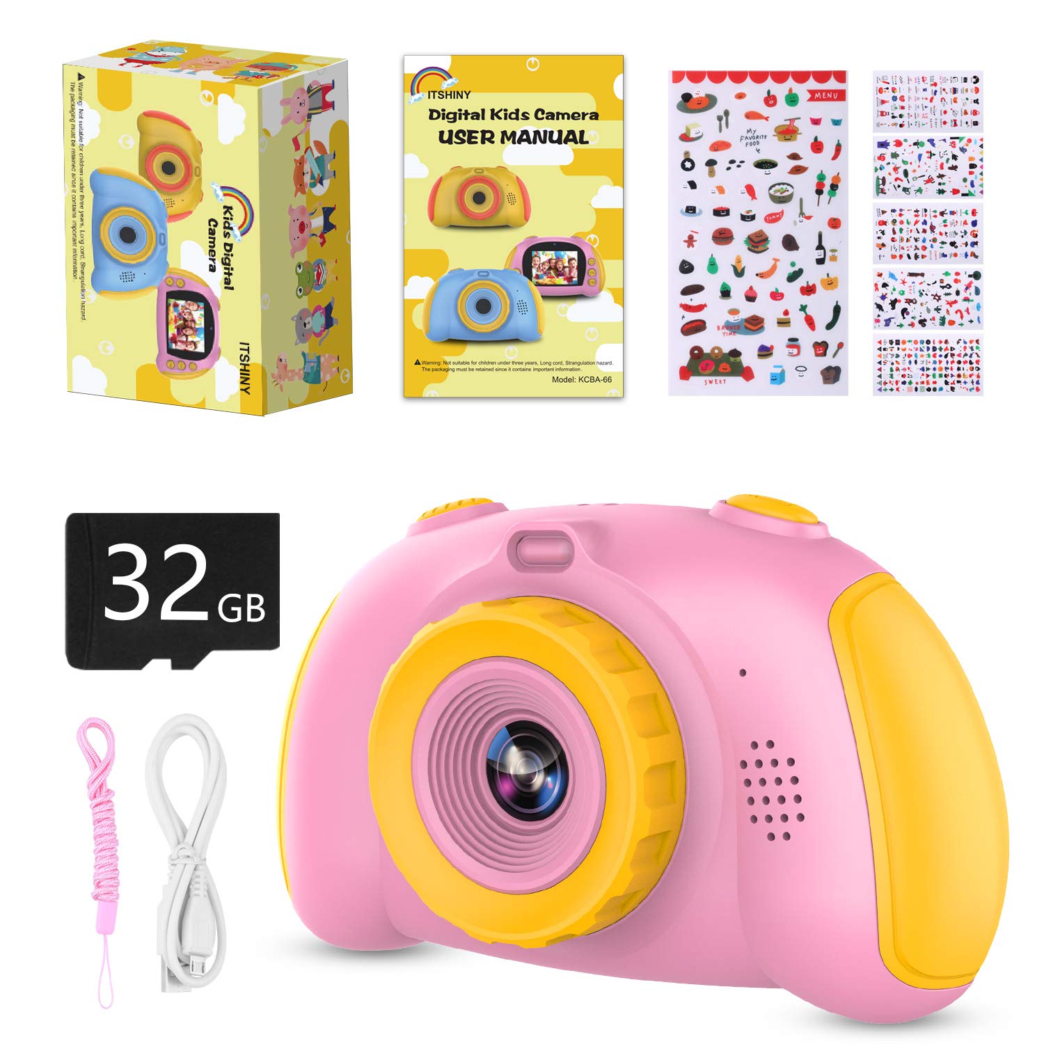ITSHINY Kids Digital Camera, Kids HD Camera [ 32GB SD Card ] with 12.0 Mega Pixels & 1080P Birthday Toy Gifts for Age 3-12 Boys Girls -Pink