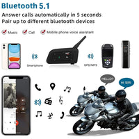 EJEAS EJEAS Motorcycle V6 Bluetooth Intercom 1200M Full Duplex Motorbike Snowmobile Helmet Skiing Communication Interphone Headset Waterproof 6 Riders(Dual)