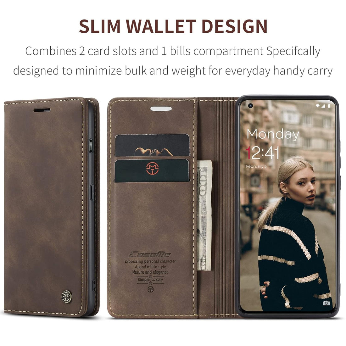 CaseMe for OnePlus 11 Wallet Case,Soft PU Leather Flip Case Magnetic Stand Flip Protective Cover Leather Case with ID & Credit Card Slots Holder Case for OnePlus 11 (Coffee)