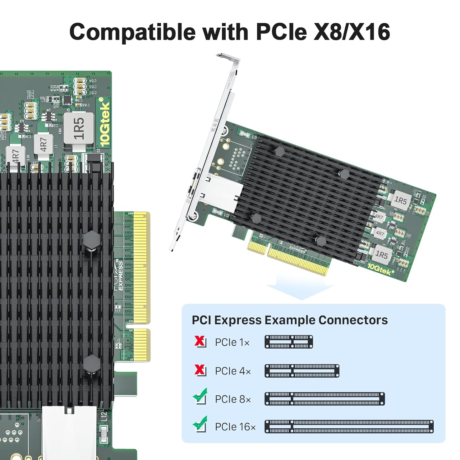 10Gtek for Intel 82599ES Chip Ethernet Converged Network Adapter X520-DA2 Intel X540 Chip (1 x RJ45 port)