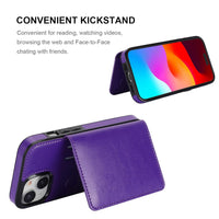 KIHUWEY Compatible with iPhone 15 Wallet Case Credit Card Holder, Premium Leather Kickstand Flip Hidden Magnetic Clasp Durable Shockproof Protective Cover for iPhone 15 6.1 inch (Dark Purple)