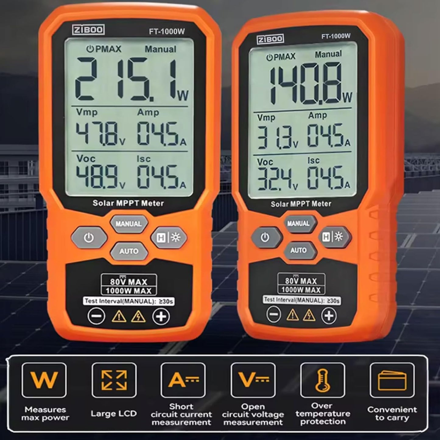 ZIBOO FT-1000W Solar Panel Tester MPPT Meter – Feature Highlight