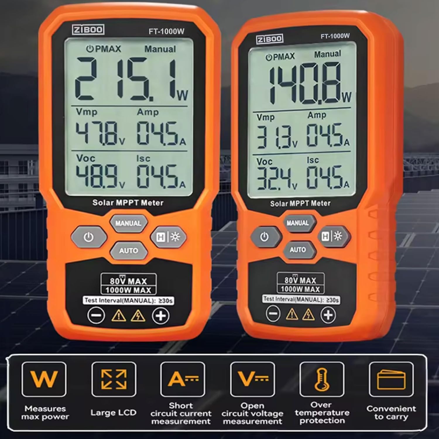 ZIBOO FT-1000W Solar Panel Tester MPPT Meter – Feature Highlight