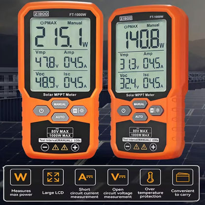 ZIBOO FT-1000W Solar Panel Tester MPPT Meter – Feature Highlight