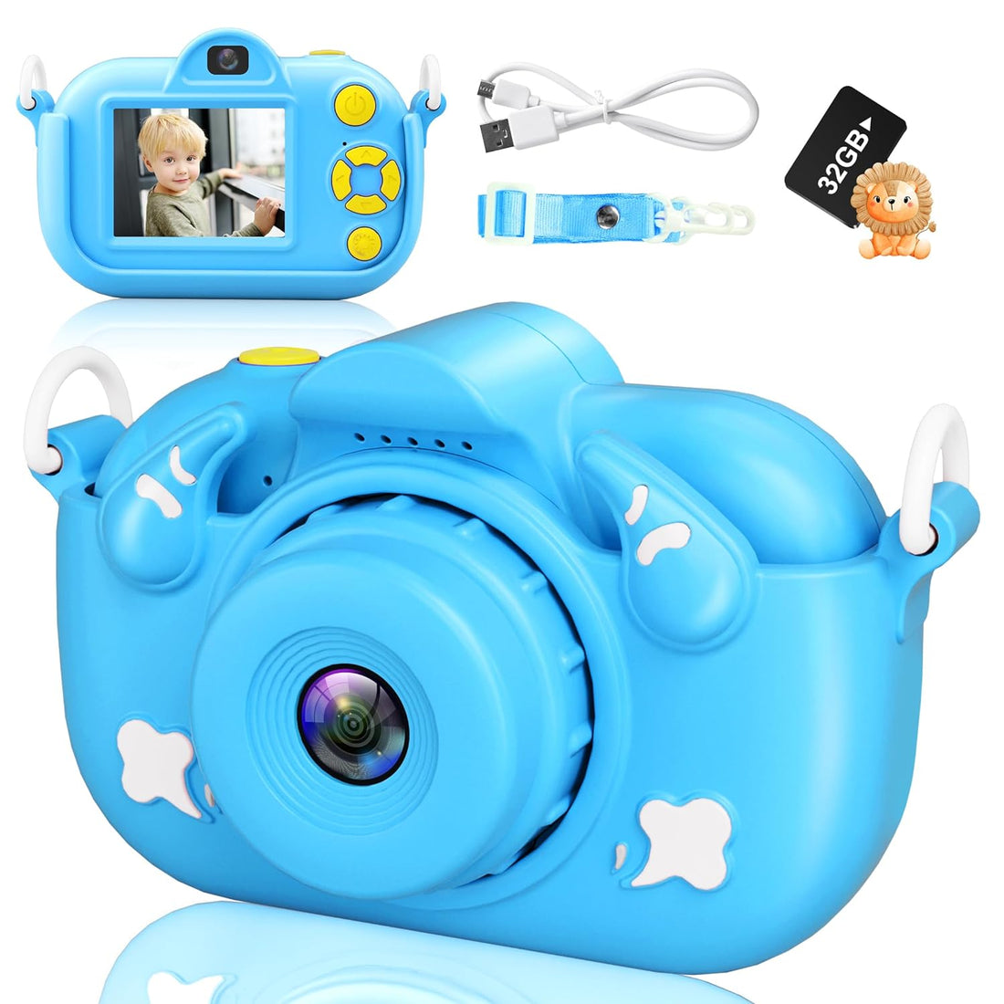 Kids Digital Camera 1080P Camera for Kids with 32GB Card(Blue)
