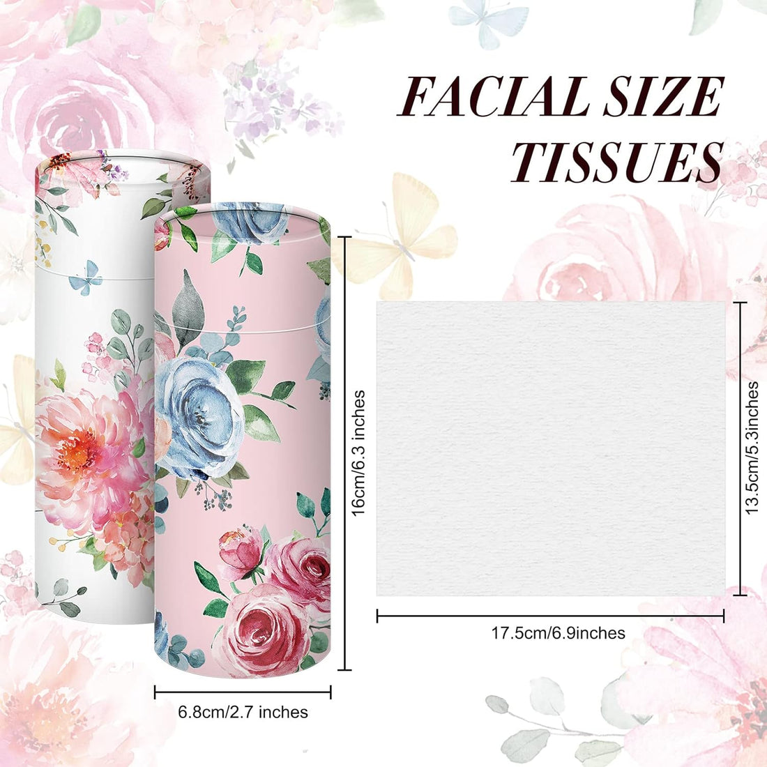 Ctosree 8 Pcs Car Tissue Cylinder with Facial Tissue Bulk Round Floral Car Tissue Holder Cylinder Tube Tissue Tubes Round Tissue Boxes for Car Travel Tissues Fit Car Cup Holder Round Container