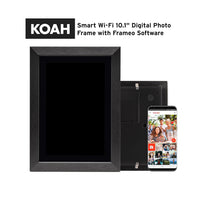 Koah Smart WiFi 10.1" Digital Photo Frame with FRAMEO 8GB Storage (Black Wood) Bundle with 32GB UHS-I microSDHC Memory Card with SD Adapter (2 Items)