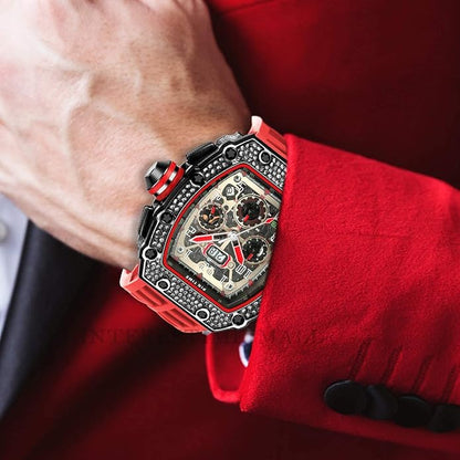 Mens Bling Punk Diamond Chronograph Watches Fashion Style – Close-up Detail