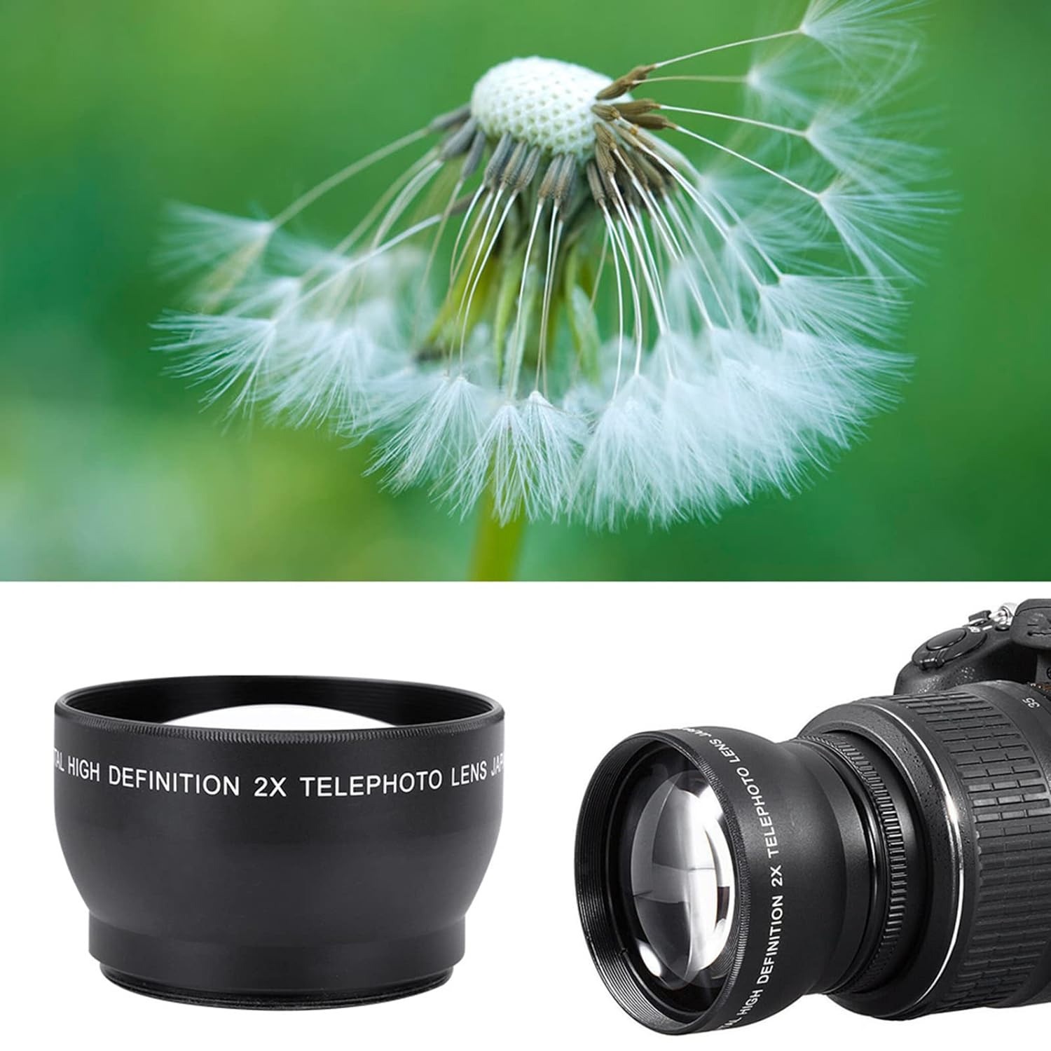 52mm telephoto lens52mm 2X mag,Lens,52mm 2X Magnification HD Tele Converter Telephoto Lens for 52mm Mount Camera