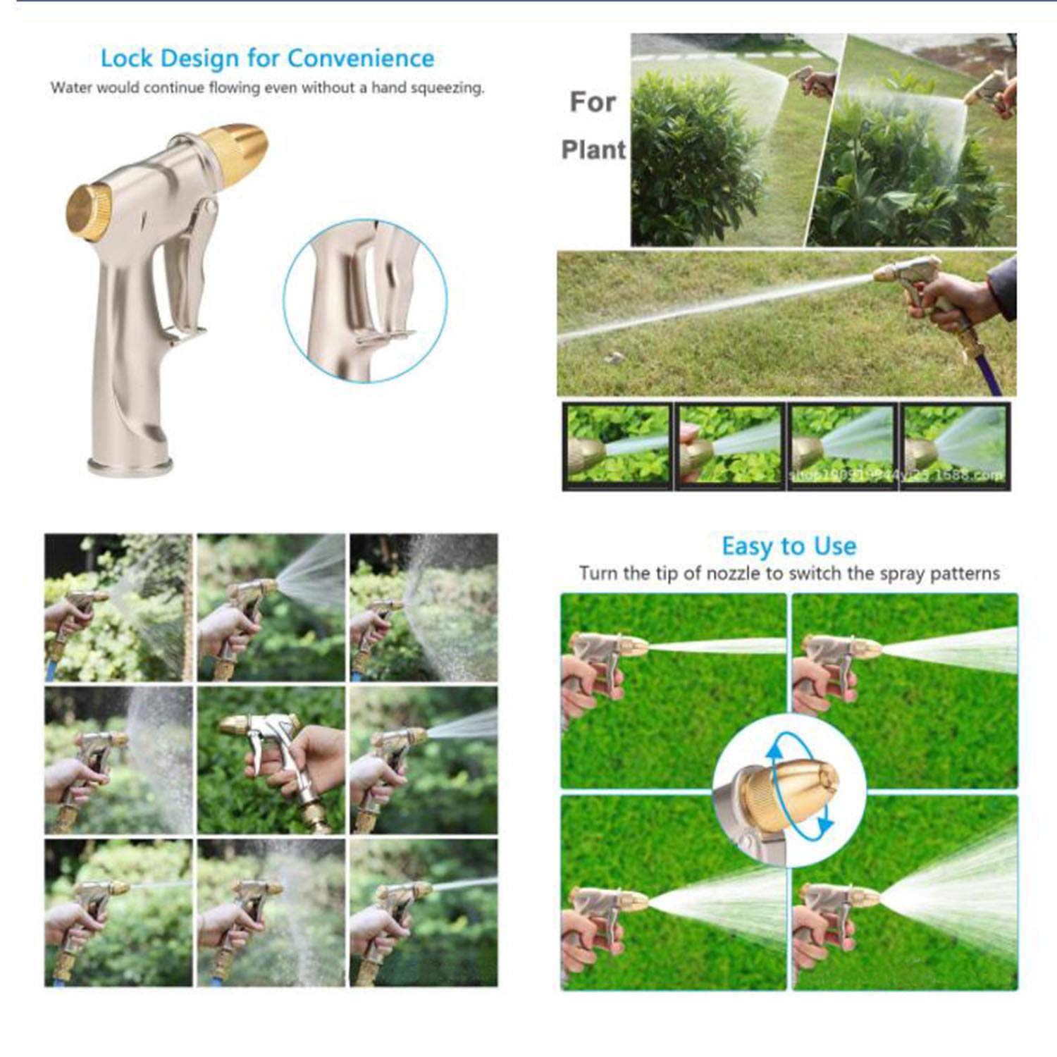 Heavy Metal Hose Nozzle, Garden Hose Nozzle, High Pressure Water Nozzle, Adjustable Watering Mode, Brass Nozzle With Quick Connector, For Pet Shower, Garden Plant Watering, Car Cleaning Nozzle (02)