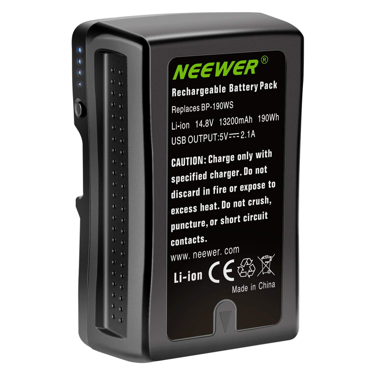 Neewer V Mount/V Lock Battery - 190Wh 14.8V 13200mAh Rechargeable Li-ion Battery for Broadcast Video Camcorder, Compatible with Sony HDCAM, XDCAM, Digital Cinema Cameras and Other Camcorders
